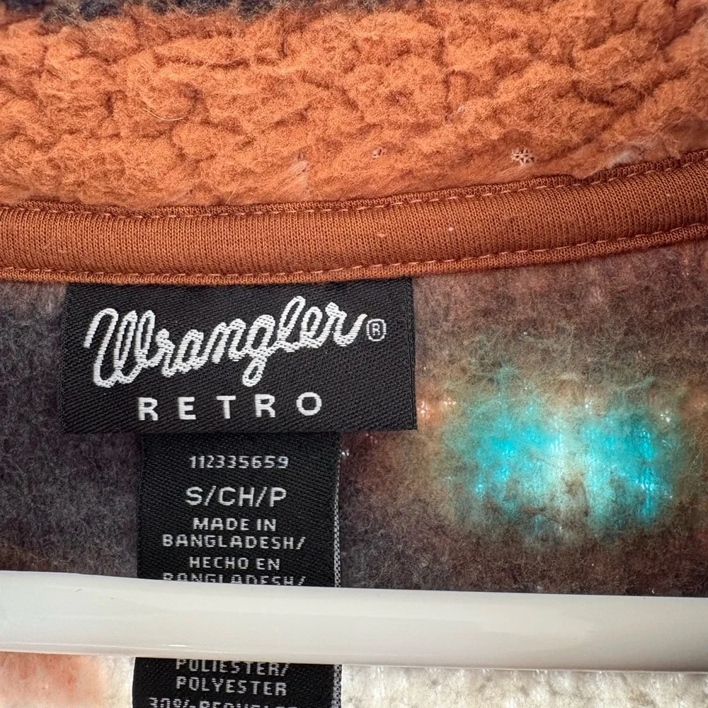Wrangler Women's Zip Up Southwestern Sweater - Brown, Cream, and Teal - Picture 2 of 3